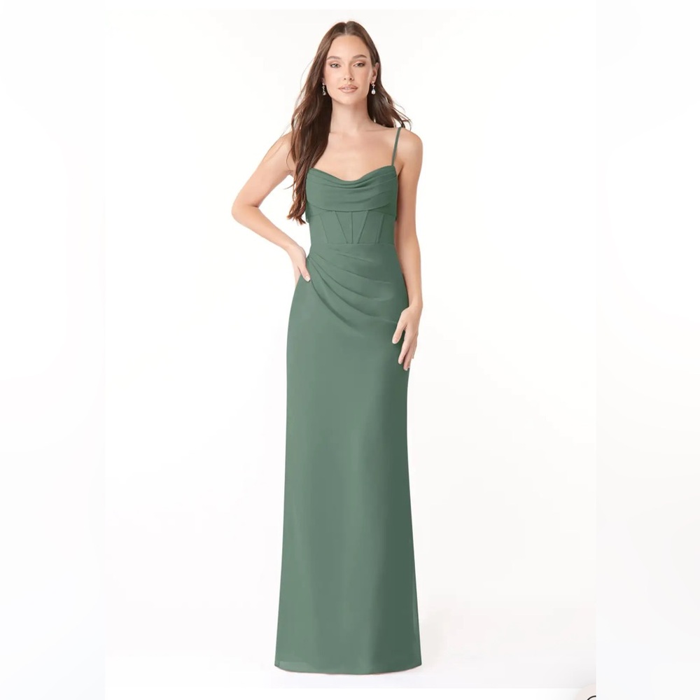 Azazie MAI Eucalyptus Chiffon Corset Dress
